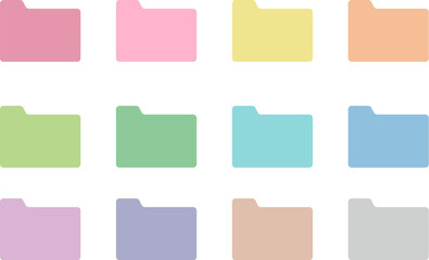 いろいろな色のフォルダアイコンセット