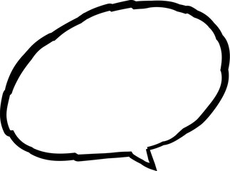 手描き風　丸い吹き出し　黒線画　斜め