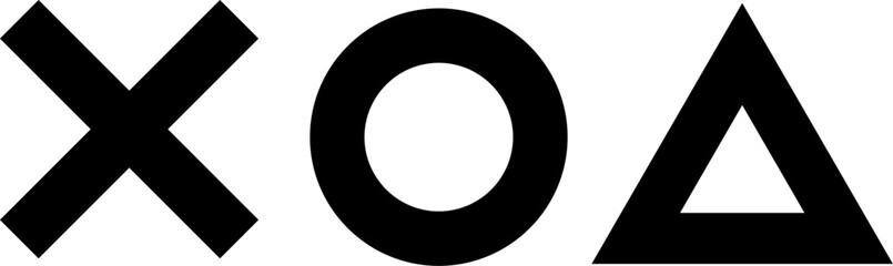 丸と三角とバツのシンプルなイラスト