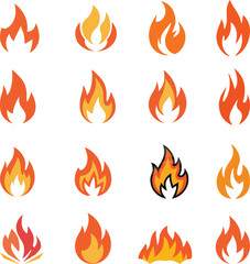 Fire icons set. Fire symbol set. Vector illustration.logo design