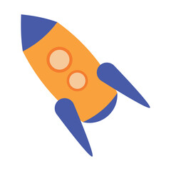 Orange rocket, spaceship icon. Vector illustration eps 10