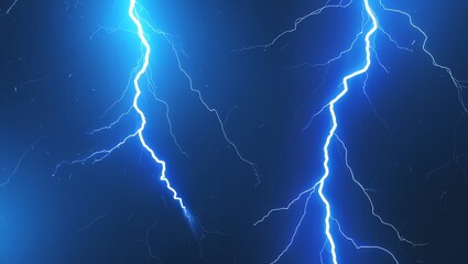 Stunning Blue Lightning Bolts Striking Across Dark Night Sky