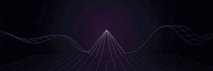 Obraz premium Wavy line forming into a triangle against a starry night sky