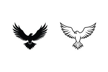 Obraz premium Majestic Eagle and Dove Silhouettes Peace, Freedom, and Power Symbols