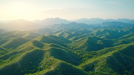Obraz premium Lush Mountain Ranges at Sunrise