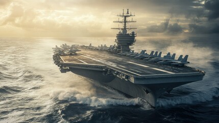 Nuclear ship Military navy ship carrier full loading fighter jet aircraft for prepare troops