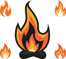 fire flames set icon vector and logo type