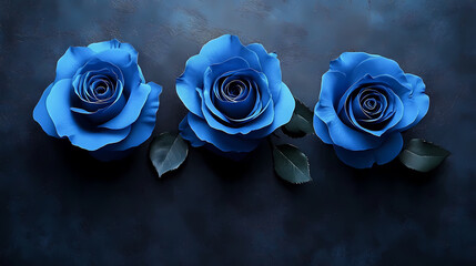 Close-Up of Blue Roses with Dark Background