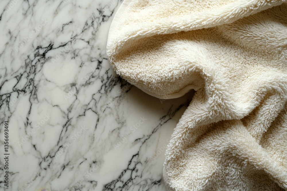 Aufkleber elegant marble surface with soft cream towel creating a calming spa atmosphere with natural light an