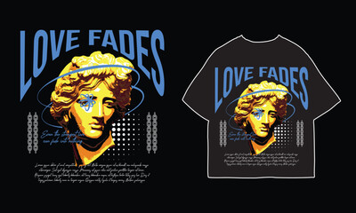 streetwear t shirt design vector illustration, Christian brutalism graphic t-shirt design, urban artwork for clothing design