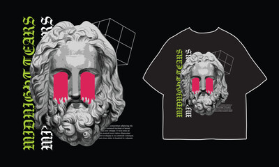 streetwear t shirt design vector illustration, Christian brutalism graphic t-shirt design, urban artwork for clothing design