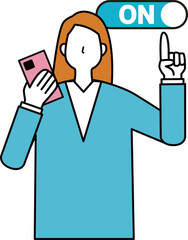 スイッチをONにする女性