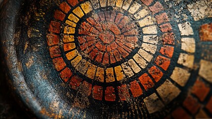 Fototapeta premium Vibrant Close Up of Artistic Clock Featuring Bold Red and Yellow Design Capturing Time with Style