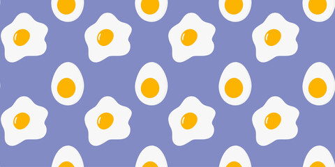 Fried eggs with yolk Hard Boiled egg Seamless pattern World Egg Day Abstract Background Texture idea