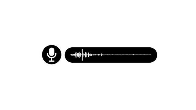 Audio wave visualization voice record, Audio voice message animation Isolated on Black Background