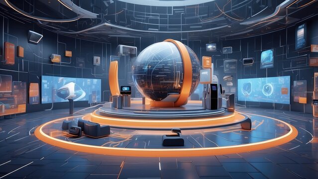 A digital illustration depicting a smart banking ecosystem.