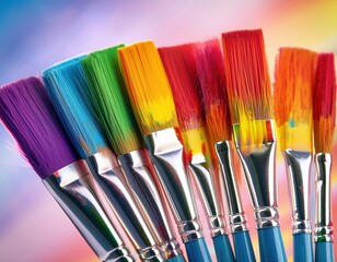 Fototapeta premium Colorful paintbrushes embody creativity and diversity, celebrating the spirit of pride.