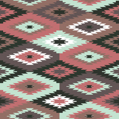 Ikat geometric folklore ornament with diamonds. Tribal ethnic vector texture. Seamless striped pattern in Aztec style. Folk embroidery. Indian, Scandinavian, Gypsy, Mexican, African rug.seamless