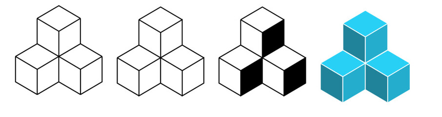 3 stacked congruent cubes