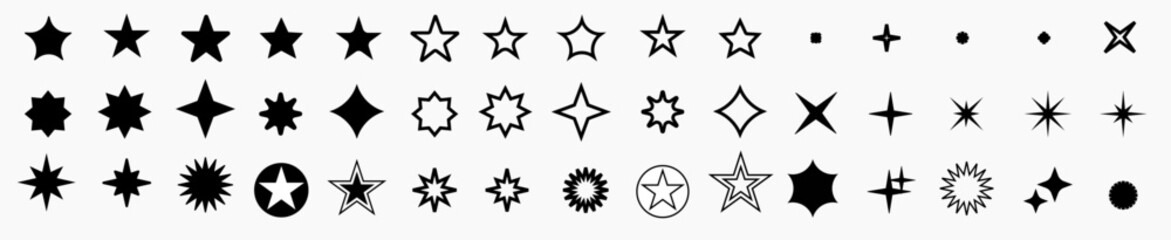 Stars set of 65 black icons. Rating Star icon. Star vector collection. Modern simple stars. Vector illustration.