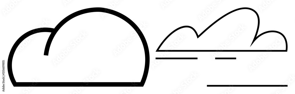 Poster abstract cloud shape with parallel lines representing wind movement. ideal for weather, technology, 