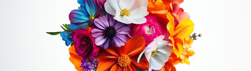 A vibrant bouquet of colorful flowers arranged beautifully.