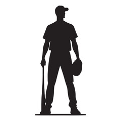 Speedy Outfielder Baseball Player silhouette, sprinting to make a play - Baseball illustration - Minimalist Baseball vector - Athletic intensity

