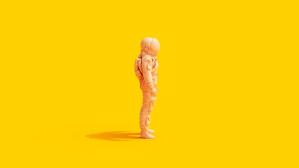 Astronaut Spaceman Space Exploration Yellow Flesh Tones Yellow Background 3D Illustration