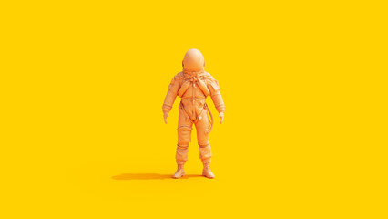 Astronaut Spaceman Space Exploration Yellow Flesh Tones Yellow Background 3D Illustration