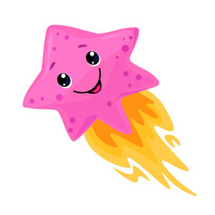 Pink Cartoon Comet with Fiery Tail – Cute Space Illustration. This adorable cartoon-style vector illustration is perfect for children’s projects, space-themed designs, posters, stickers, and more.