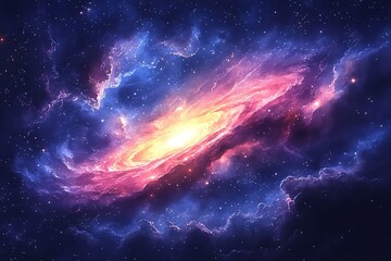Obraz premium Dreamy Watercolor Cosmos Painting Featuring Bright Stars and Lush Nebulae