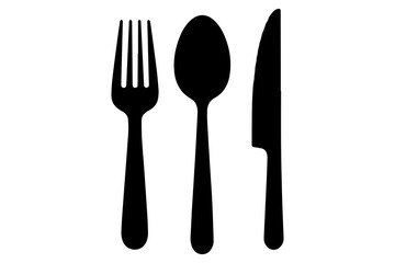 Fork, knife, plate and spoon icon silhouette vector illustration
