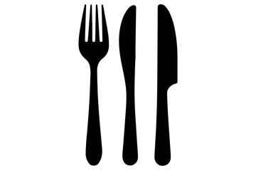 Fork, knife, plate and spoon icon silhouette vector illustration
