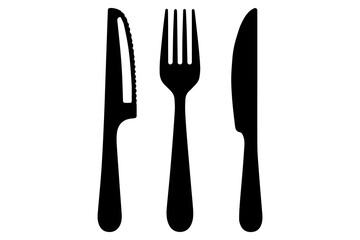 Fork, knife, plate and spoon icon silhouette vector illustration
