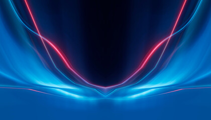 Dark abstract background with neon light, blurred lines, studio scene