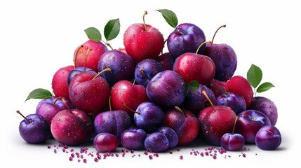 Vibrant Watercolor of Plums in Deep Purples and Reds