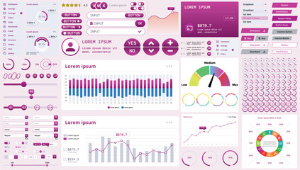 A modern interface kit with buttons, graphs, and elements for creating web applications and dashboards, ideal for business, statistics, and finance.
