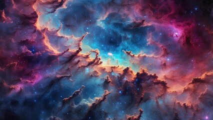 Fototapeta premium A vibrant and colorful depiction of a celestial nebula