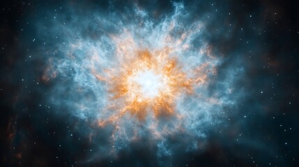 Cosmic explosion, nebula, fiery energy.
