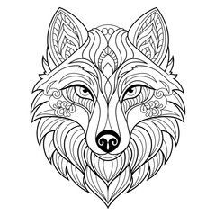 wolf head vector and mandala line art  © Sabit