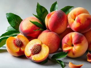 Plump and Juicy Peaches Illustrated in Watercolor Style