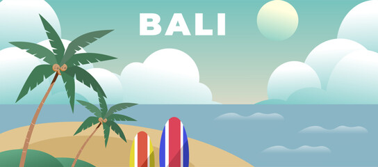 Bali beach flat illustration