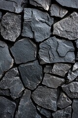 Fototapeta premium Dark Gray Stone Wall Texture Background with Natural Rock Pattern and Rough Surface for Construction
