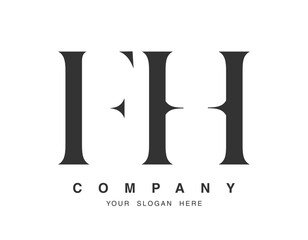FH logo design. Initial letter f and h serif font style. Creative classic company name typography. Trendy logotype or identity.