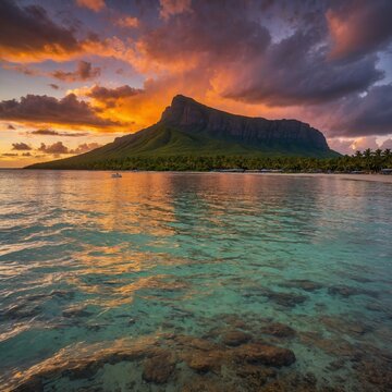 sunset over the lake