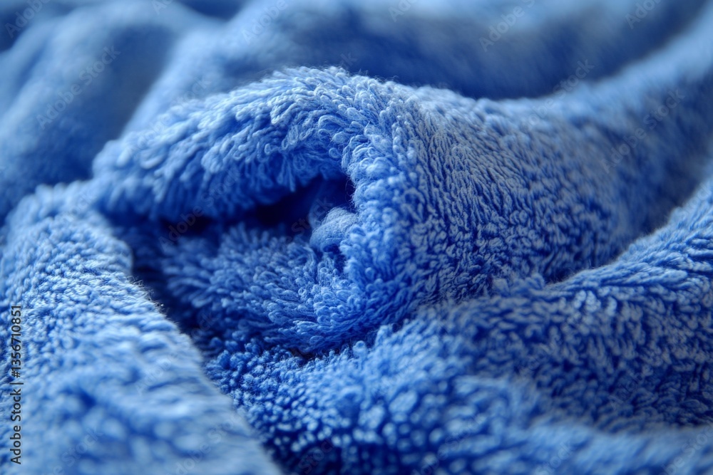 Poster soft blue towel with textured fabric displayed in a cozy setting during afternoon light