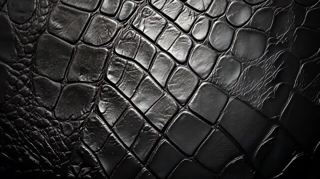 Dark crocodile leather texture on a black background