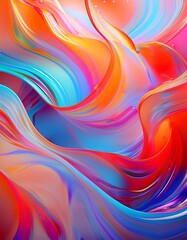 Colorful abstract waves flowing and mixing together