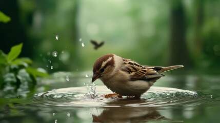 Beautiful bird flying above a nature pond captured in stunning detail serene environment close-up view