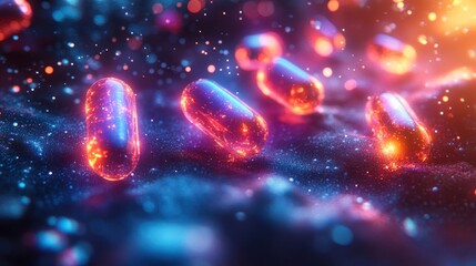 Glowing Capsules: A Futuristic Medical Concept